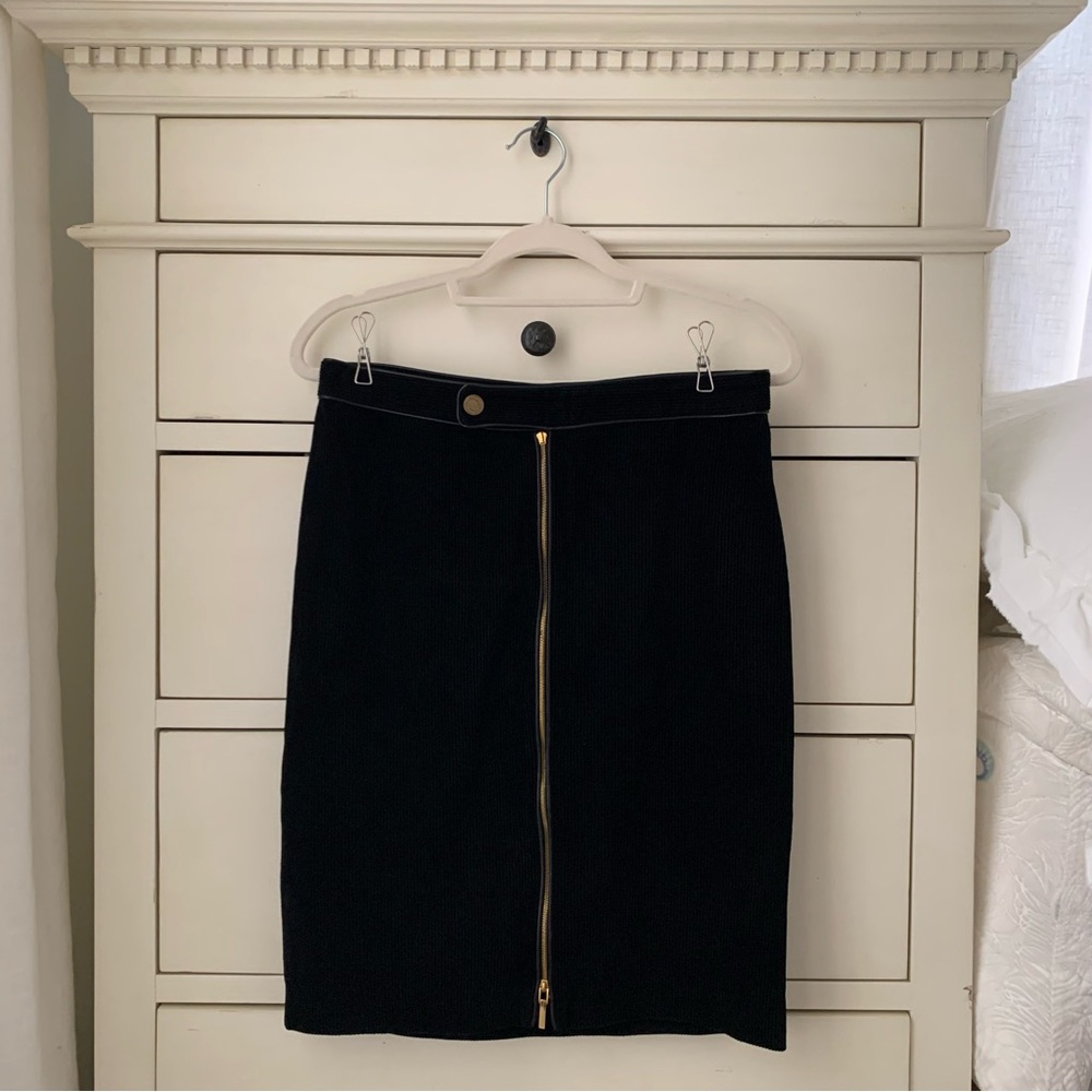 Ralph Lauren Black Suede Zipper Skirt
